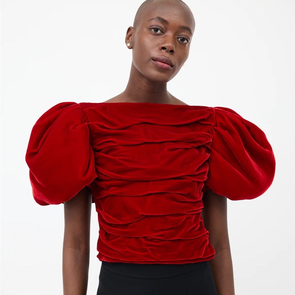 Pre-owned Khaite red velvet Kai top